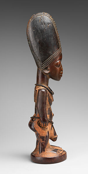 Twin Figure: Male (Ibeji), Yoruba artist, Wood, beads, camwood powder, Yoruba peoples