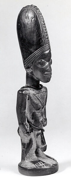 Twin Figure: Male (Ibeji), Yoruba artist, Wood, beads, camwood powder, Yoruba peoples