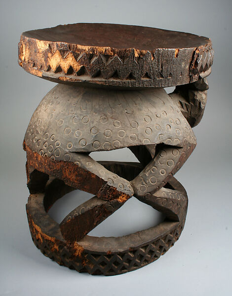 Prestige Stool: Leopard Base, Wood, Bamileke
