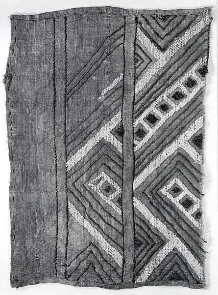Panel Fragment, Raffia palm fiber, Kuba peoples 