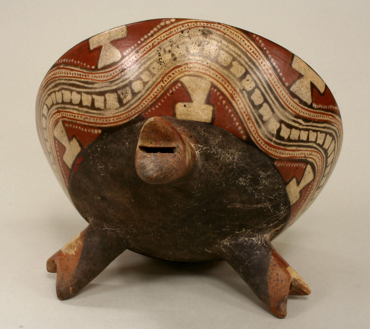 Ceramic Tripod Vessel, Ceramic, slip, pigment, Mexican