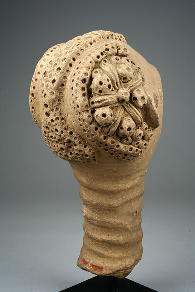 Memorial Head (Mma), Terracotta, slip, Akan peoples