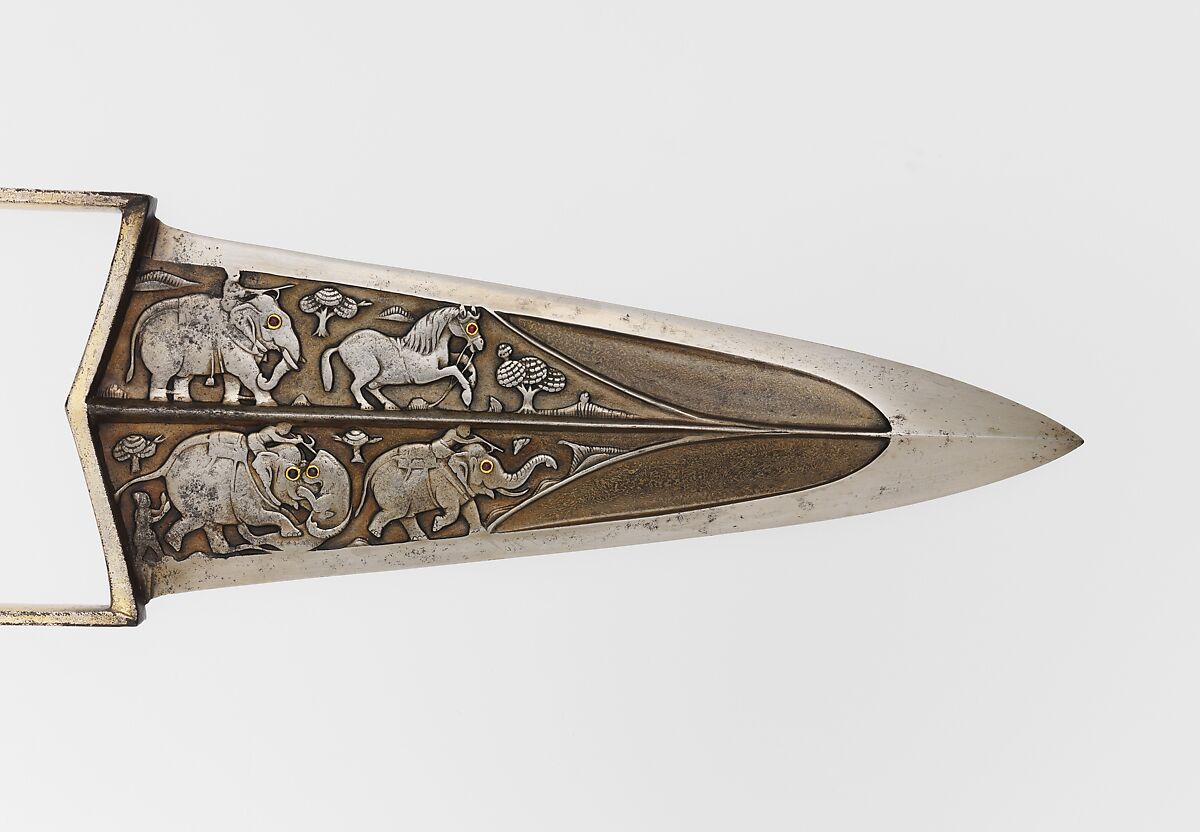 Punch Dagger (Katar) with Sheath, Steel, iron, silver, gold, rubies, Indian, Mughal