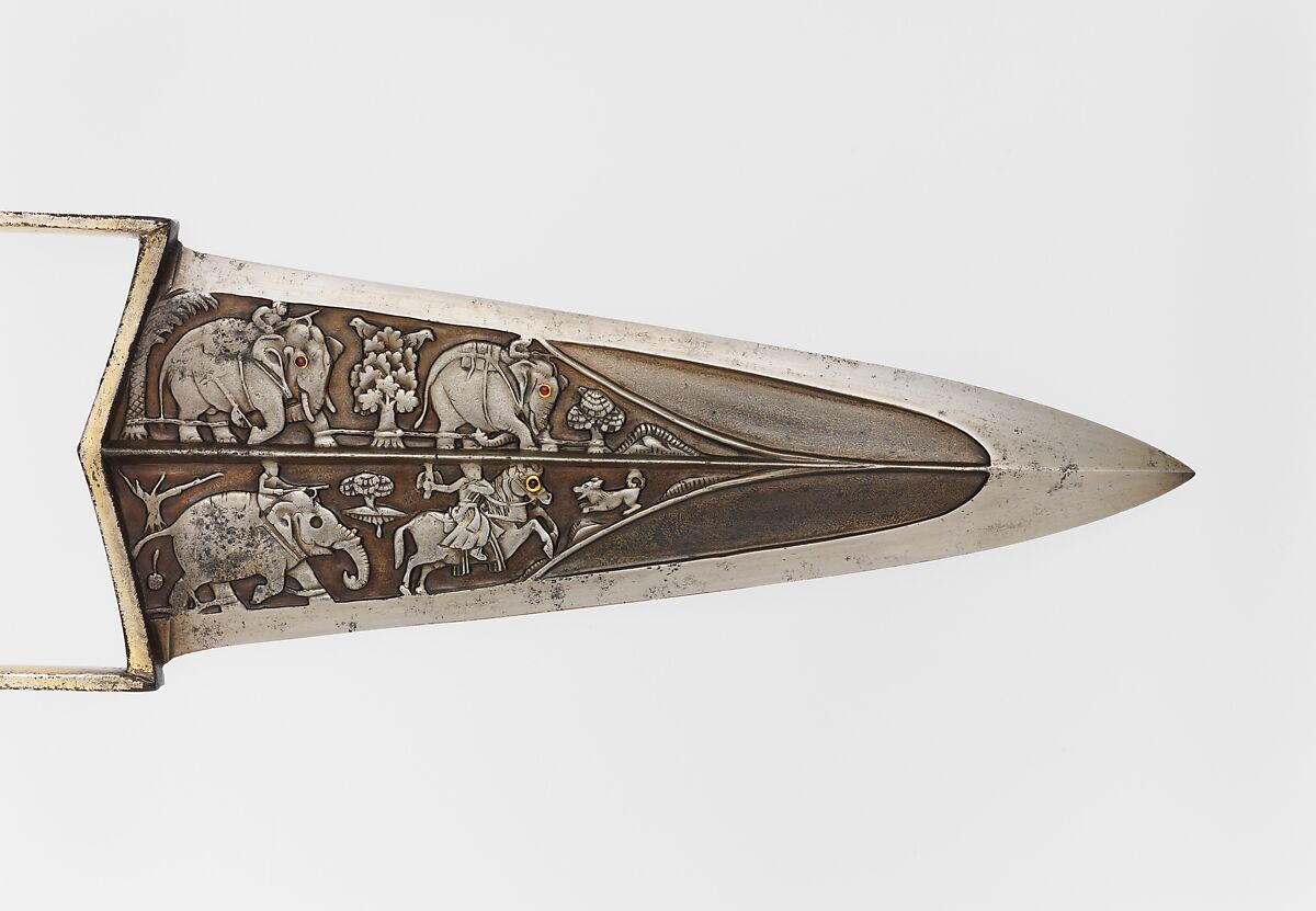 Punch Dagger (Katar) with Sheath, Steel, iron, silver, gold, rubies, Indian, Mughal