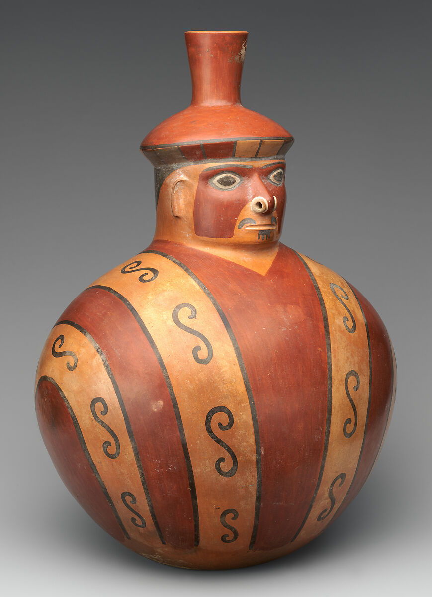 Effigy bottle, Wari artist(s), Ceramic, slip, Wari