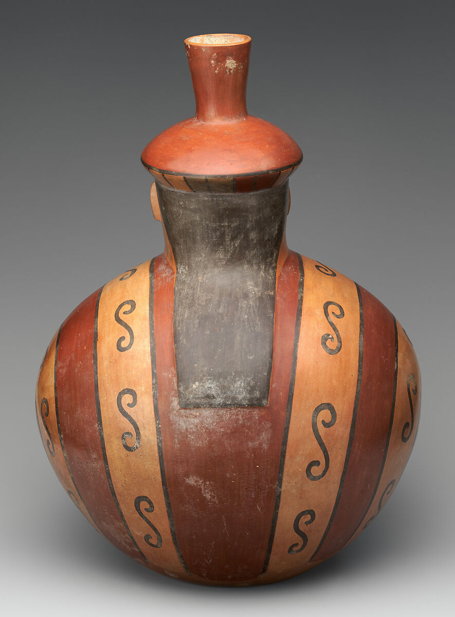 Effigy bottle, Wari artist(s), Ceramic, slip, Wari