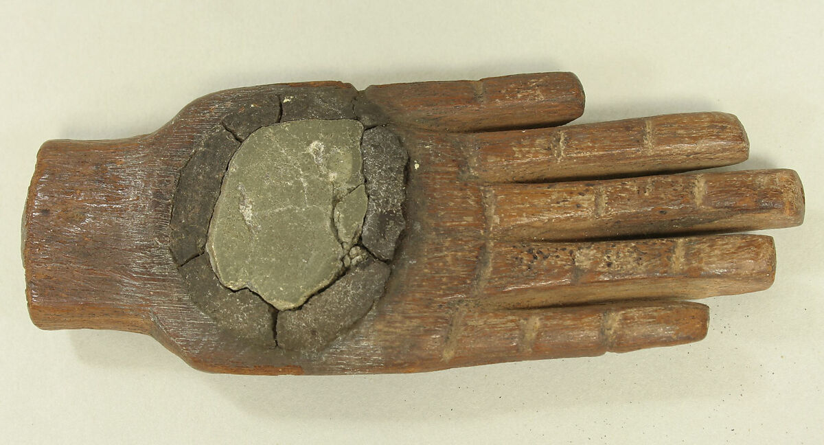 Hand with Mirror, Wood, pyrite, Wari 