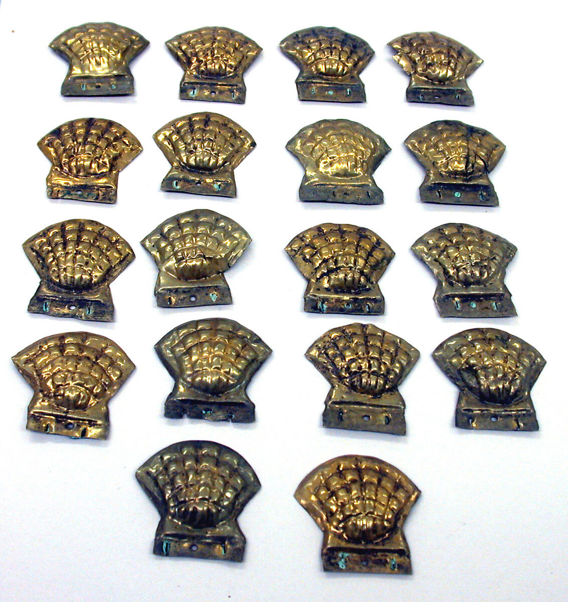 Cockle Shell Ornament, Gilded copper, Moche