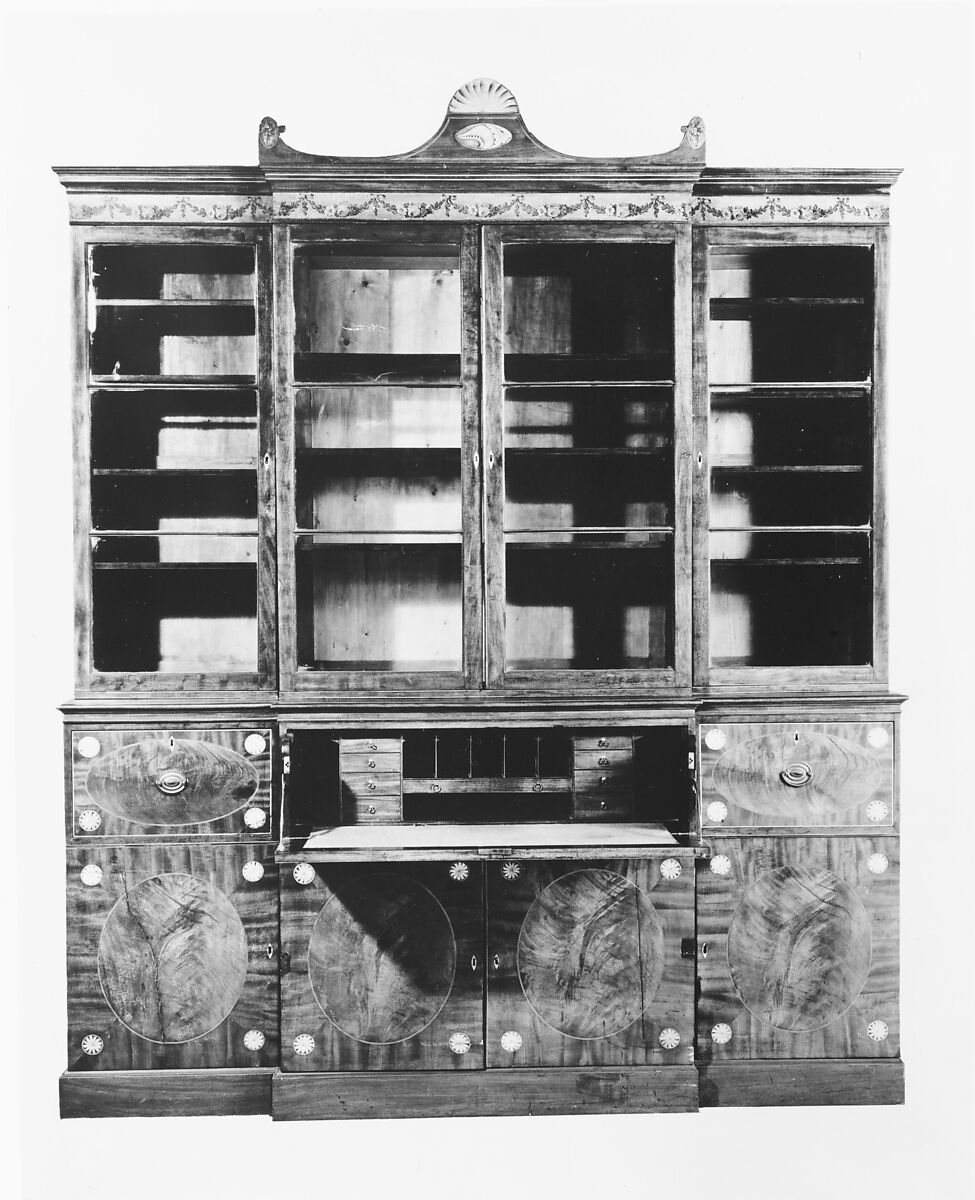 Secretary and bookcase, Mahogany, mahogany and satinwood
veneers with white and yellow pine,
yellow poplar, cedar, American