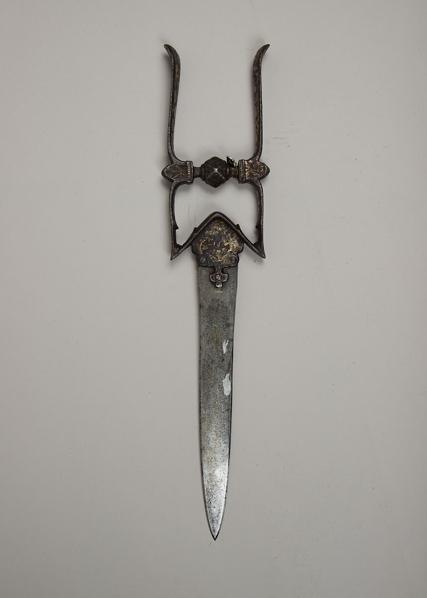Dagger (Katar), Steel, silver, gold, Indian; blade, European 