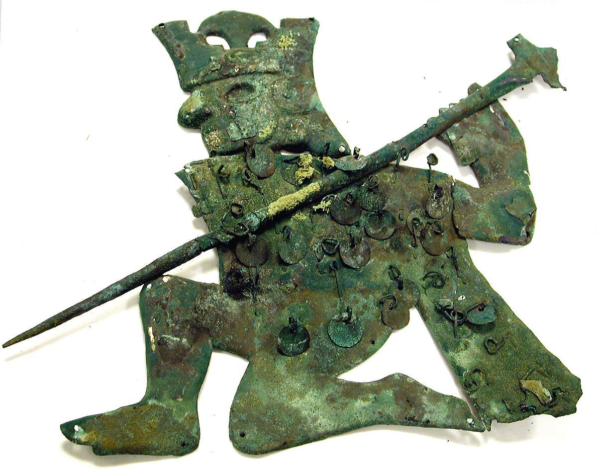 Profile Warrior Ornament, Silvered copper, Moche 