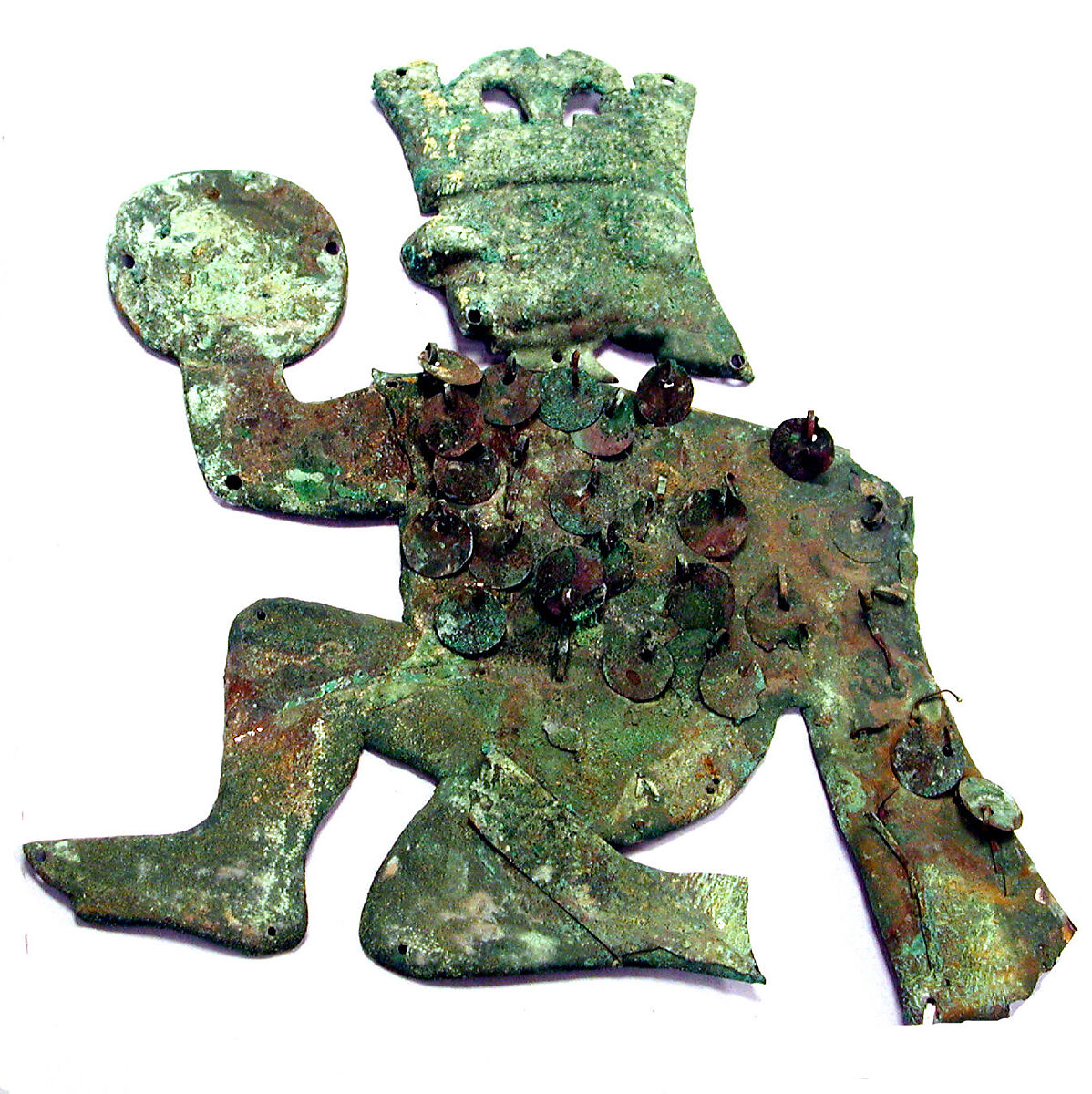 Profile Warrior Ornament, Silvered copper, Moche 