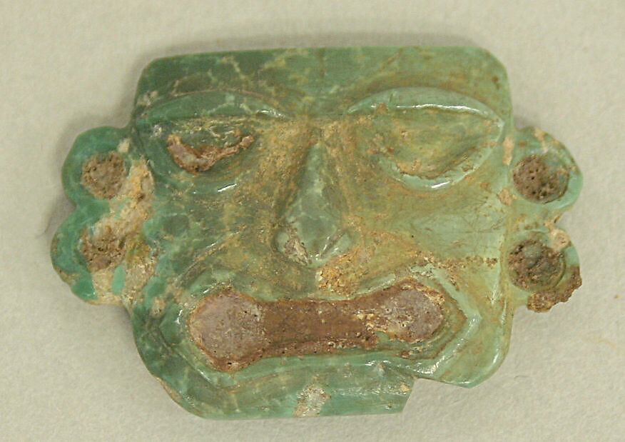 Turquoise Face Mask Ornament, Turquoise, Moche 