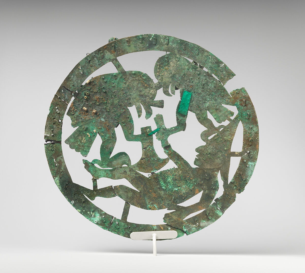 Shield, Moche artist(s), Silvered copper, Moche