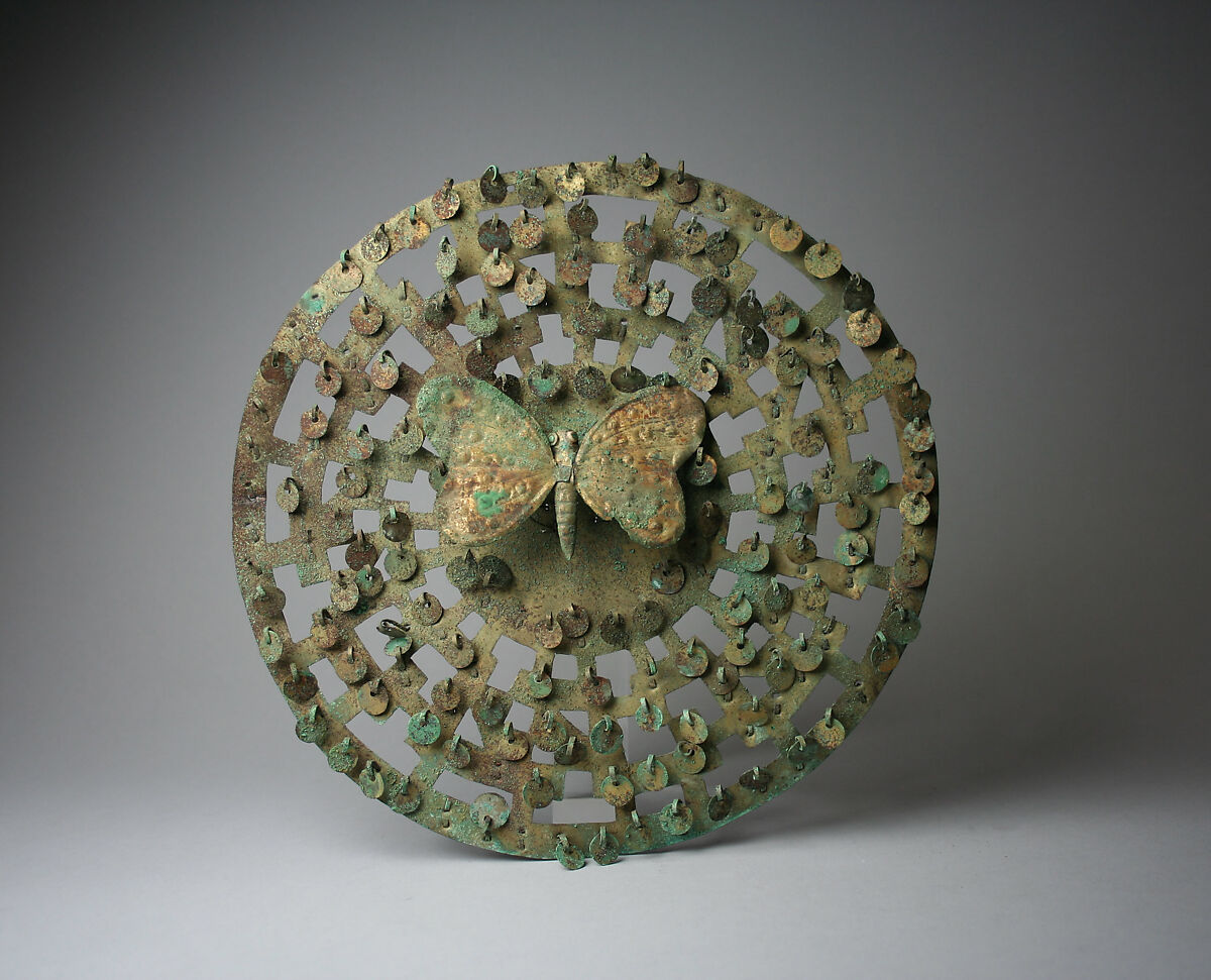 Disk Ornament, Gilded copper, Moche 