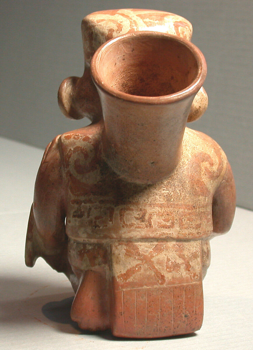 Stirrup Spout Bottle with Warrior, Ceramic, slip, Moche