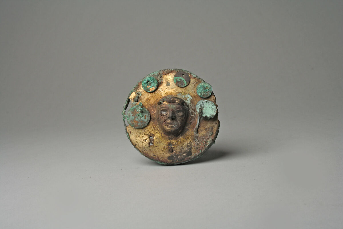 Earflare Frontal, Gilded copper, Moche 