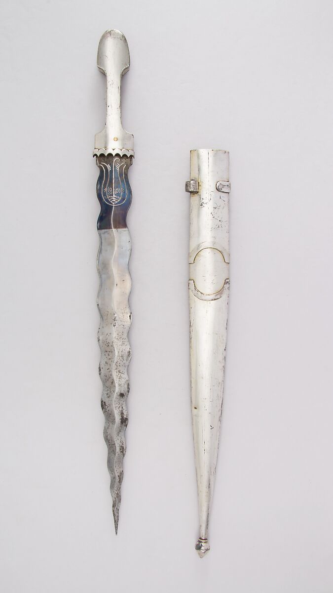 Dagger (Kindjal) with Sheath, Steel, silver, enamel, Caucasian