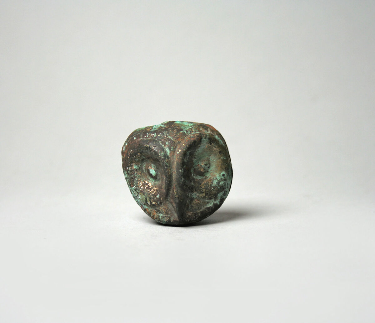Owl Bell Ornament, Gilded copper, Moche 