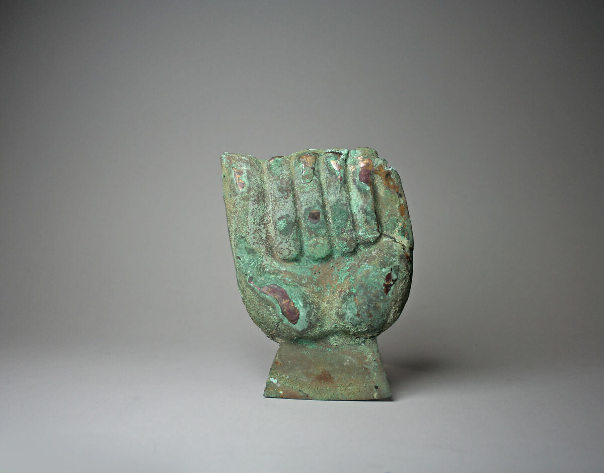 Fist Ornament, Silvered copper, Moche 