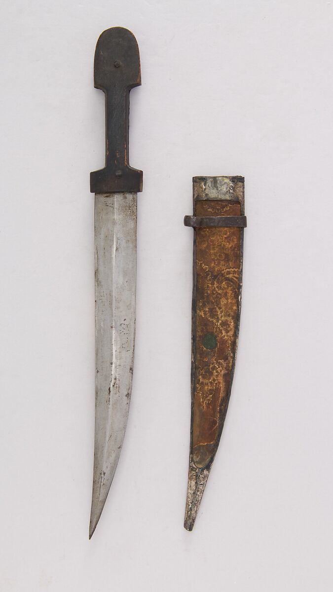 Dagger (Kindjal) with Sheath, Steel, horn, wood, brass, silver, textile, iron, Circassian