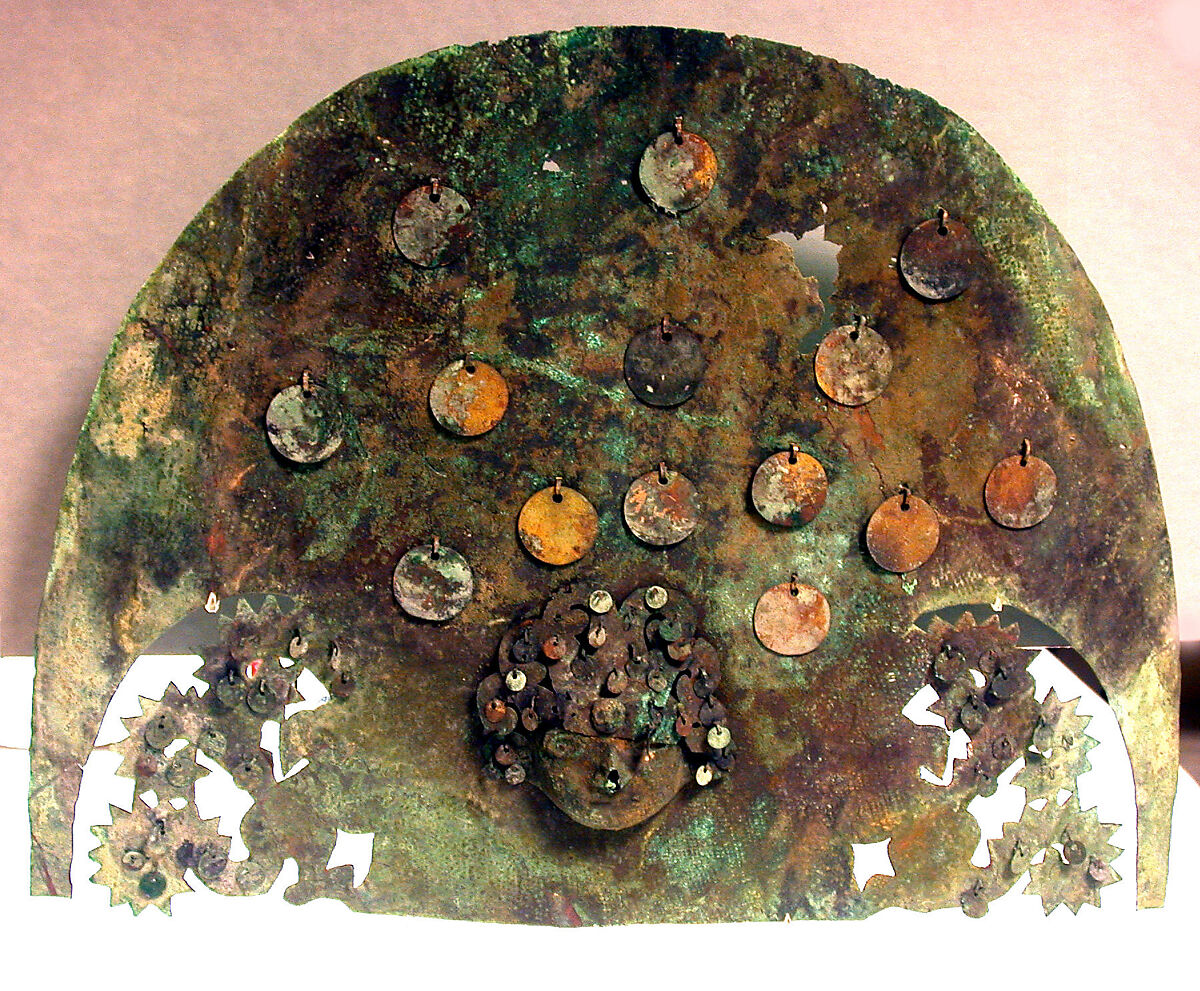Headdress Crown, Silvered copper, gilded copper, Moche 