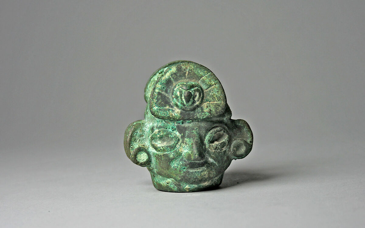 Janus Mace Head, Copper (cast), Moche 