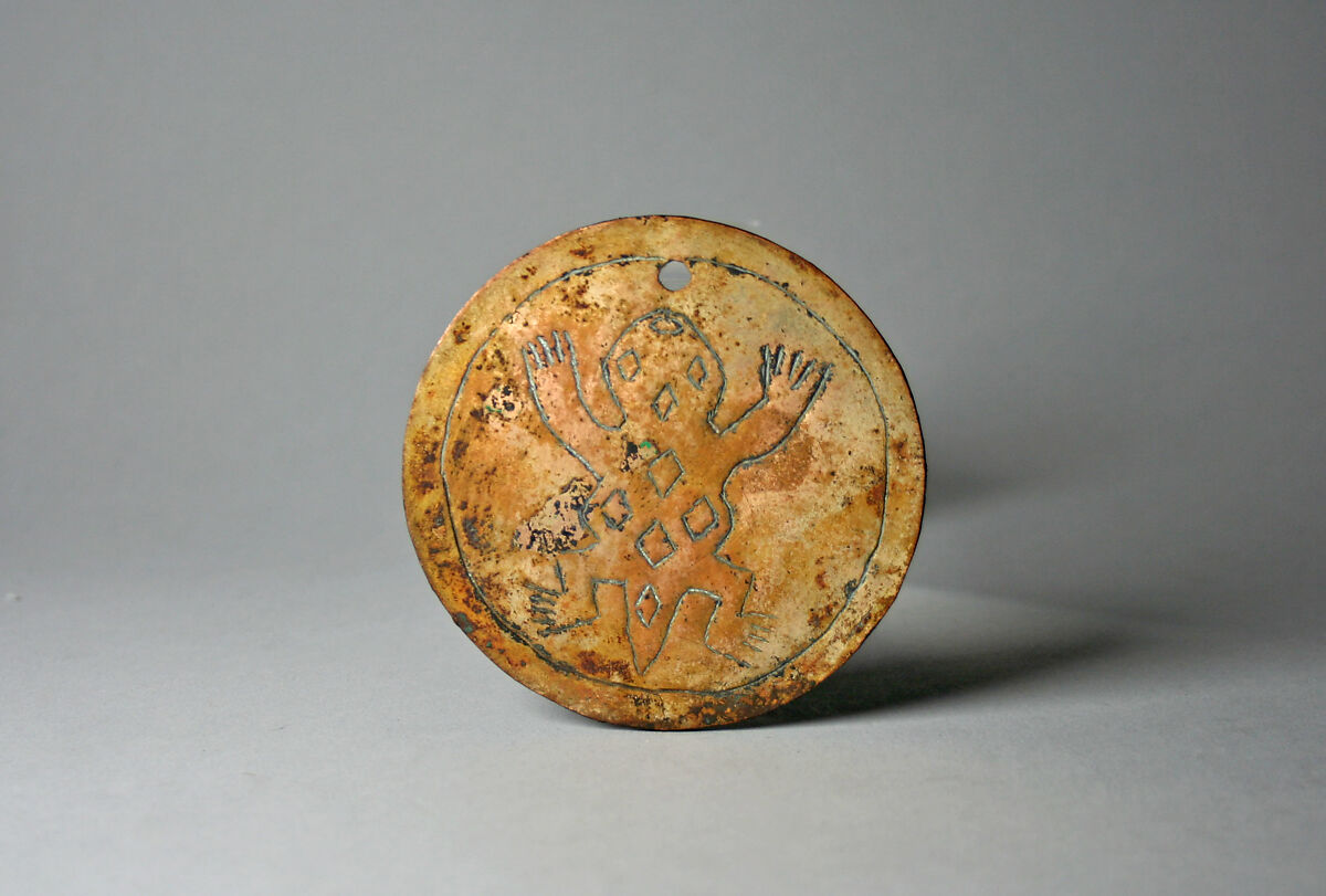 Copper Disk Ornament, Copper, gilt, Vicús (?) 