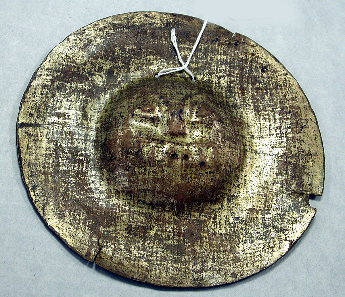 Disk Ornament, Gilded copper, Manteño Huancavilca 