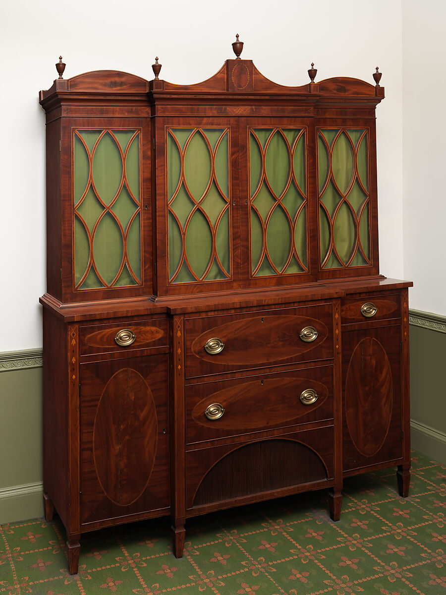 Gentleman’s secretary, Attributed to Nehemiah Adams (1769–1840), Mahogany, mahogany veneer, satinwood with white pine, American