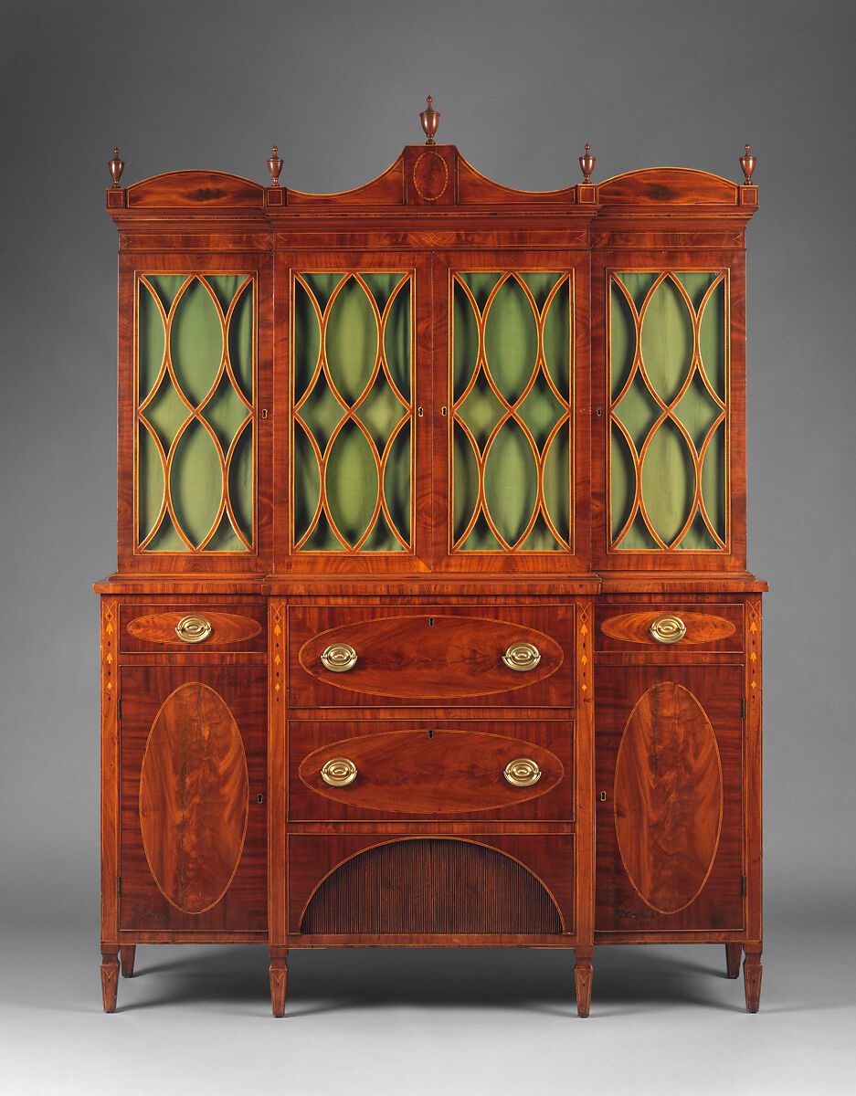 Gentleman’s secretary, Attributed to Nehemiah Adams (1769–1840), Mahogany, mahogany veneer, satinwood with white pine, American