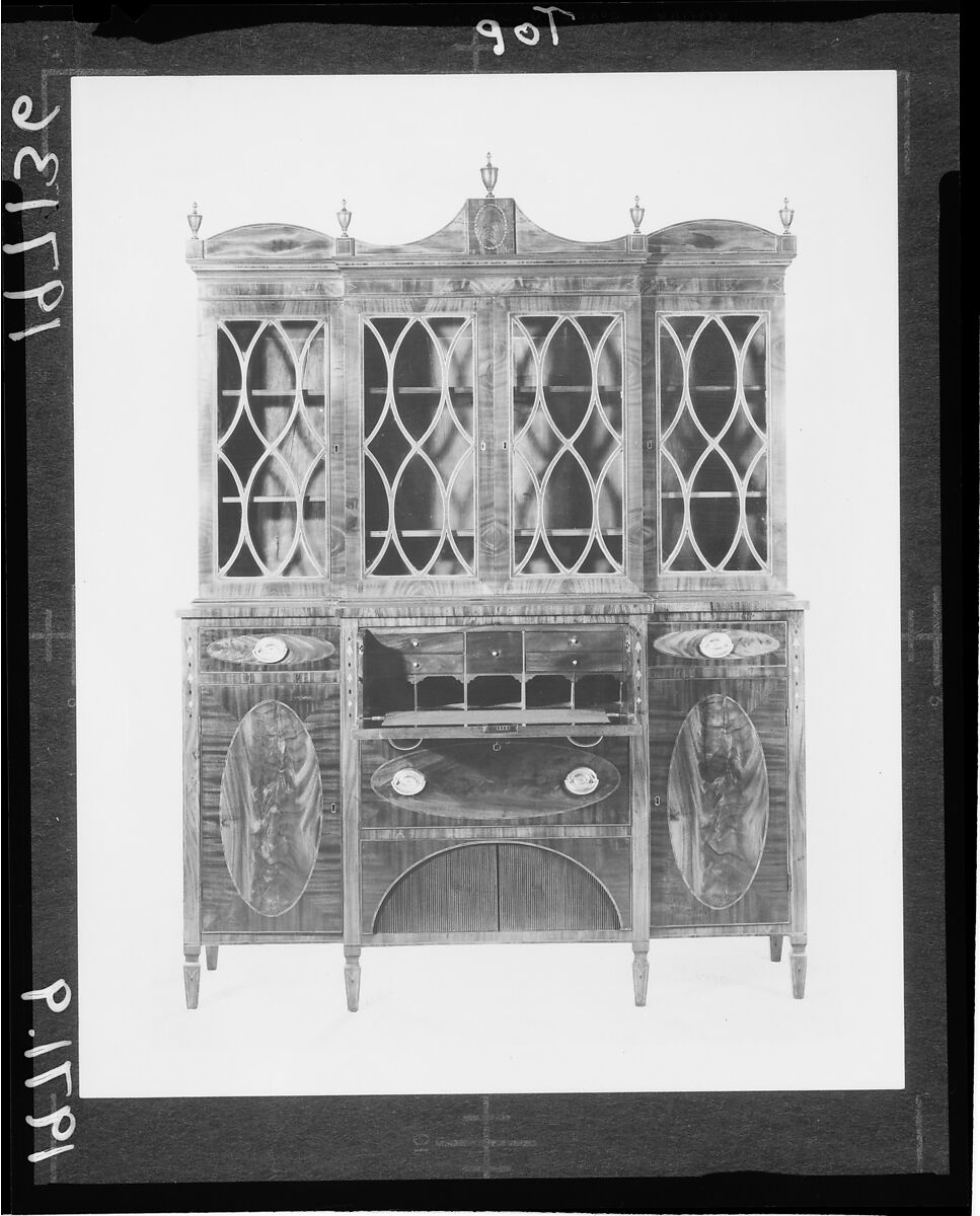 Gentleman’s secretary, Attributed to Nehemiah Adams (1769–1840), Mahogany, mahogany veneer, satinwood with white pine, American