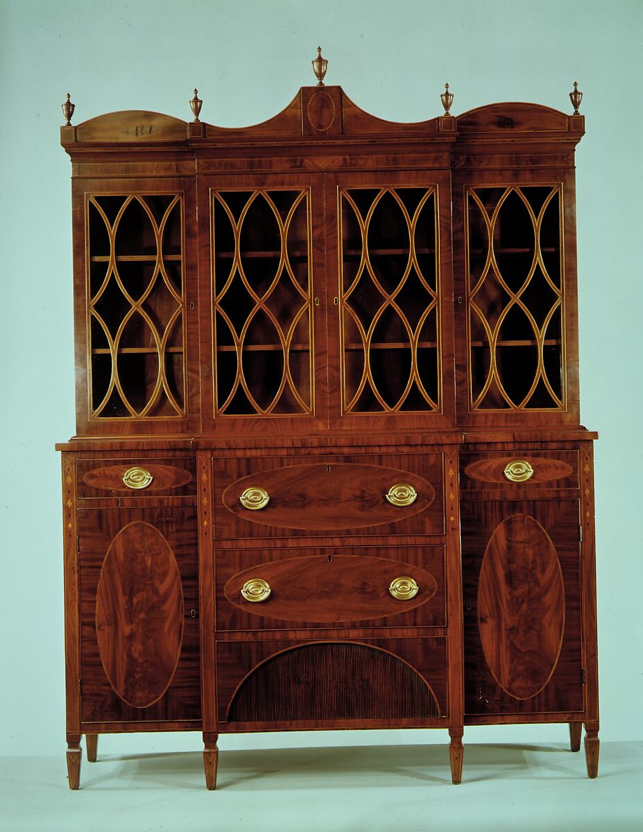 Gentleman’s secretary, Attributed to Nehemiah Adams (1769–1840), Mahogany, mahogany veneer, satinwood with white pine, American
