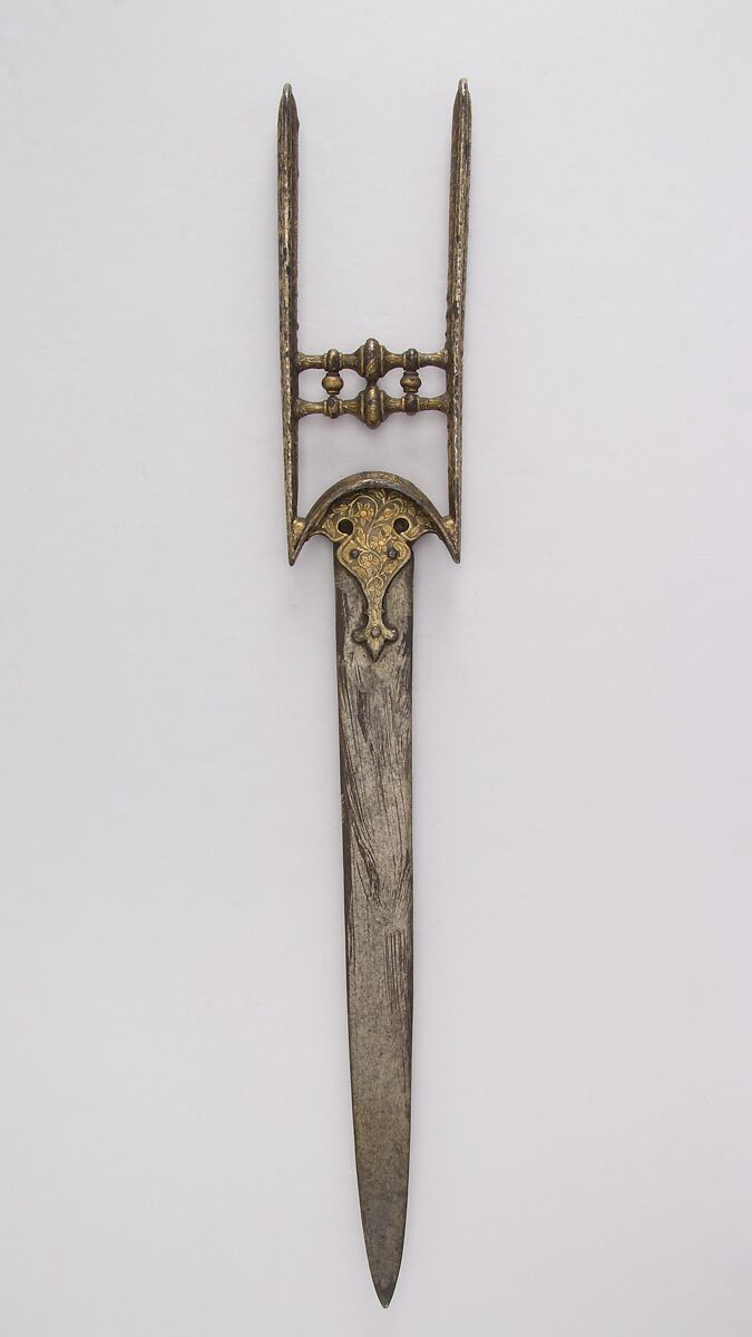 Dagger (Katar), Steel, silver, gold, Indian; blade, European 