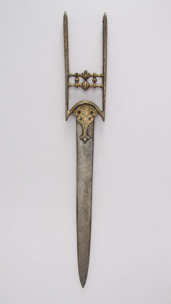 Dagger (Katar), Steel, silver, gold, Indian; blade, European