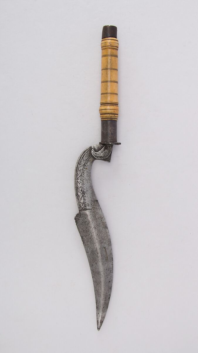 Knife (Chopper), Steel, horn (stag), iron, South Indian