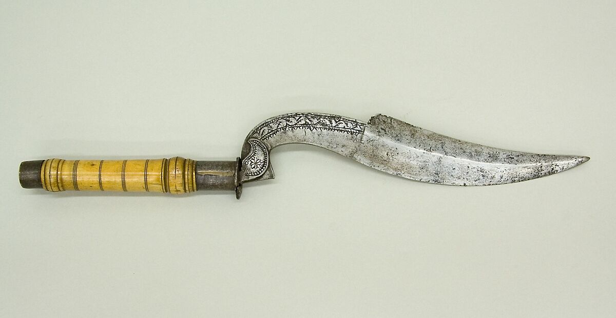 Knife (Chopper), Steel, horn (stag), iron, South Indian