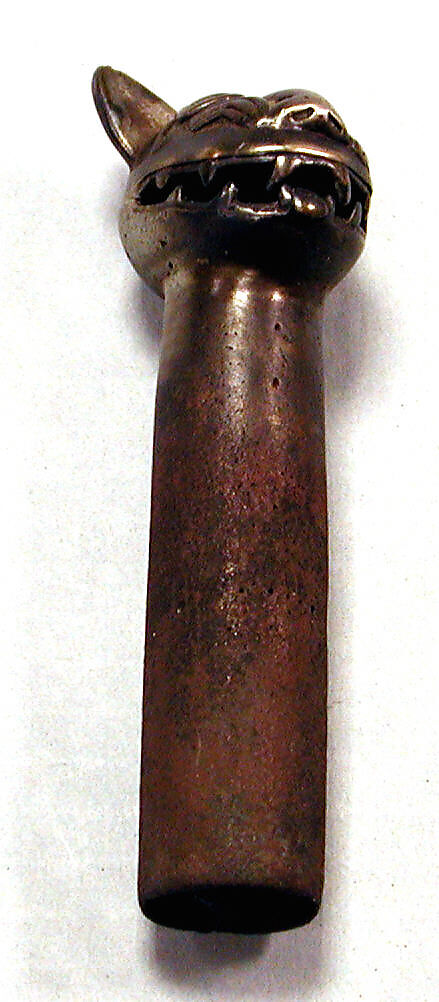 Silver Pole Top with Feline, Silver (cast), Chimú 