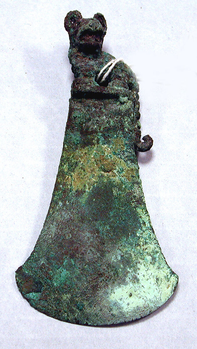 Knife, Feline, Copper (cast), shell, turquoise, Moche 