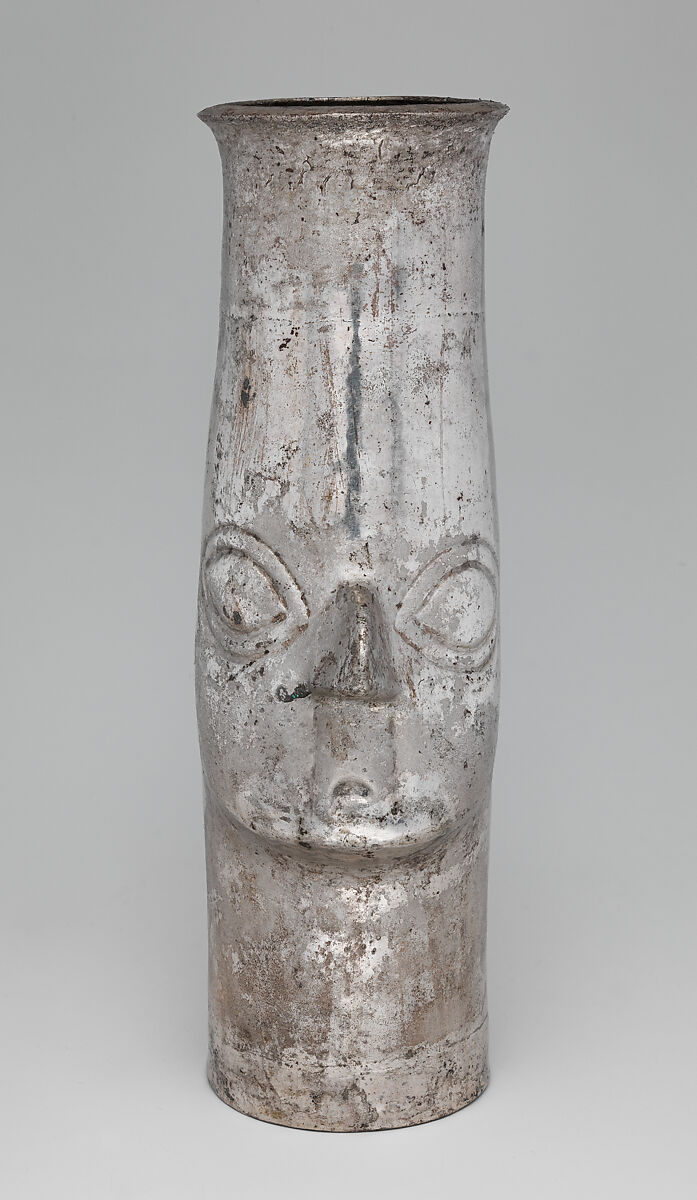 Beaker with face, Inca artist(s), Silver, Inca