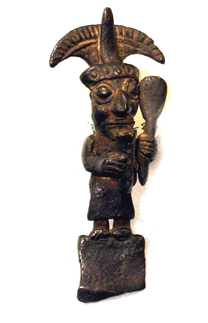 Copper Tumi Fragment with Figure, Copper (cast), Chimú (?) 