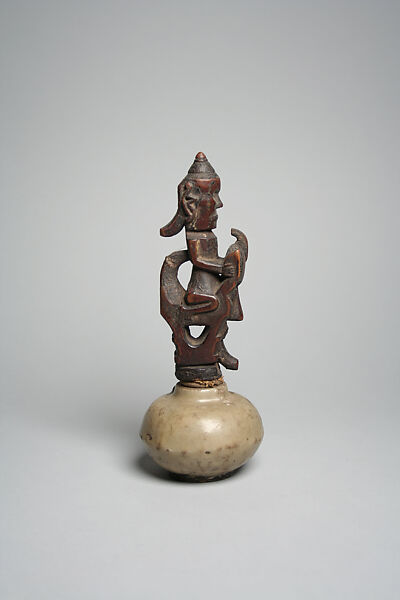 Perminangken (container for magical substances), Toba Batak artist, Wood, trade ceramic, Toba Batak 