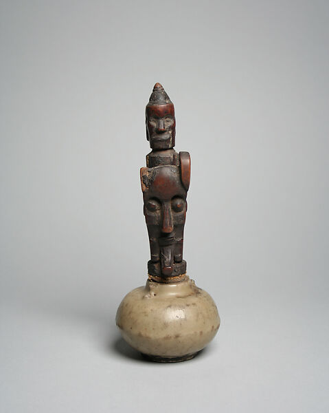 Perminangken (container for magical substances), Toba Batak artist, Wood, ceramic, Toba Batak peoples