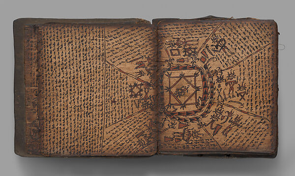 Pustaha (book of ritual knowledge), Toba Batak artist, Wood, bast, resin ink, fiber, Toba Batak people