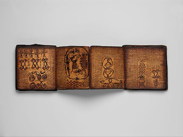 Book of Ritual Knowledge (Pustaha), Wood, bast, resin ink, fiber, Toba Batak people 