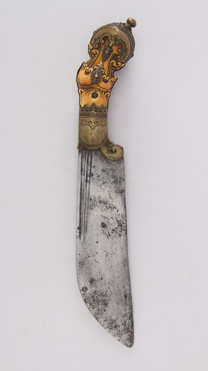 Knife, Ivory, brass, silver, wood, Sri Lankan