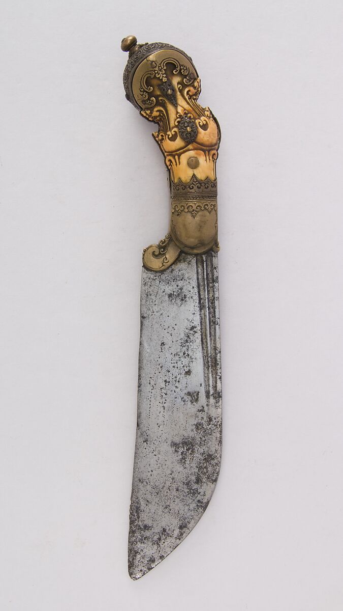 Knife, Ivory, brass, silver, wood, Sri Lankan 