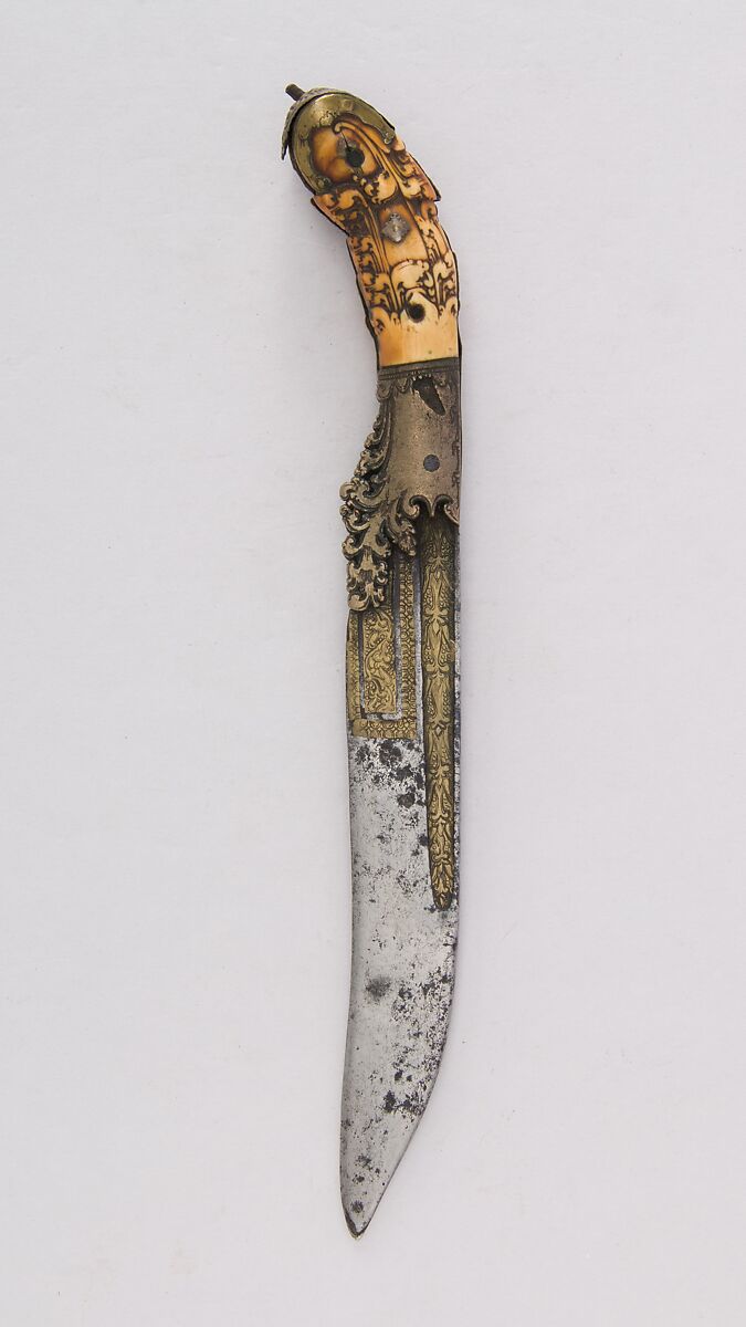 Dagger (Piha Kaetta), Steel, ivory, brass, Sri Lankan 