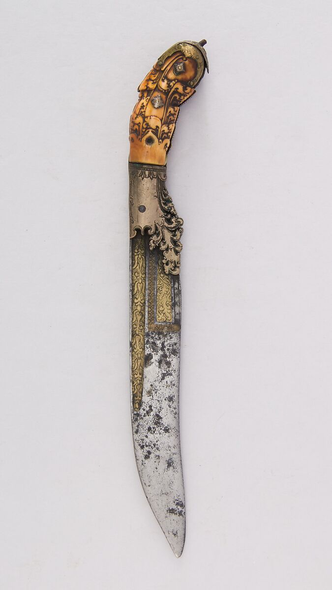 Dagger (Piha Kaetta), Steel, ivory, brass, Sri Lankan