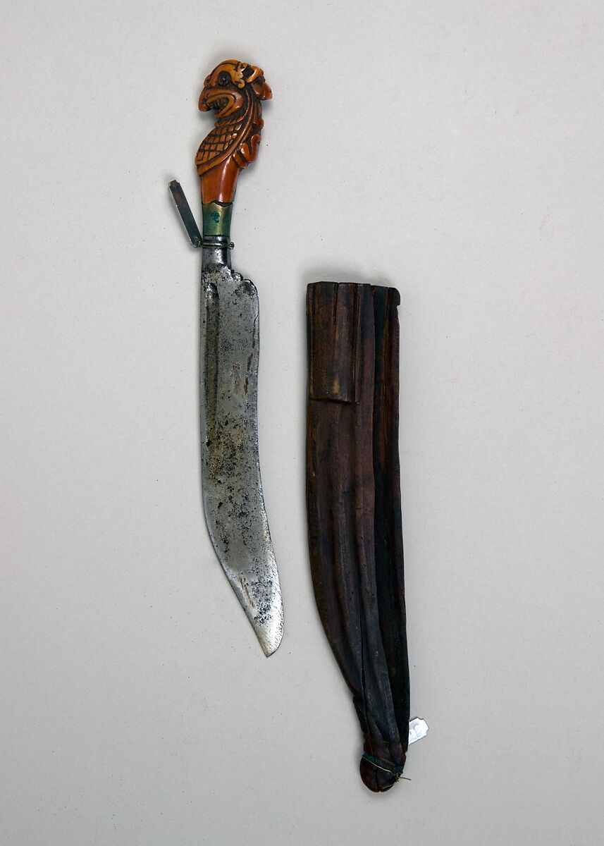 Knife (Phia Kaetta) with Sheath, Ivory, steel, wood, Sri Lankan 